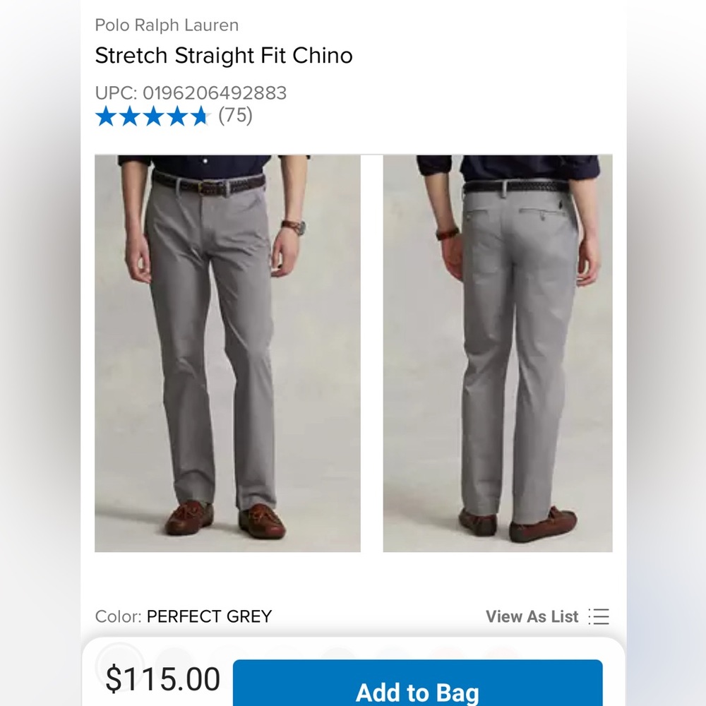 Polo Ralph Lauren Stretch Straight Fit Chino - 33/30
